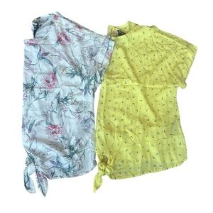 NWT Bundle of 2 Buffalo David Bitton Tie Front Blouse Tops Floral Baggy Size 2X